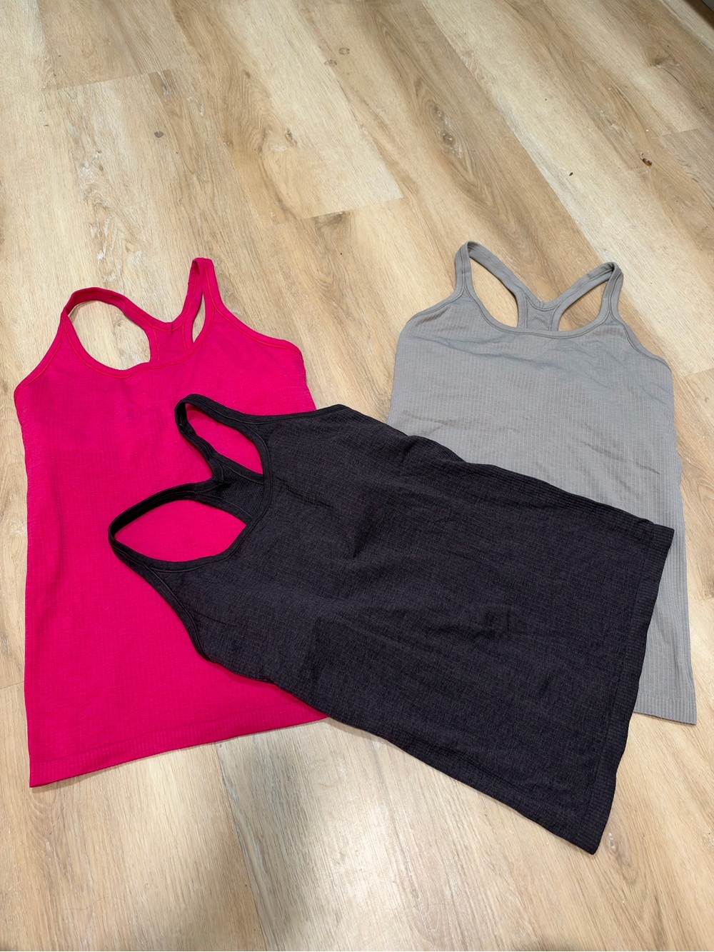 Lululemon Women’s Ribbed Racerback Tank Top - Pink, Black, Gray size 8